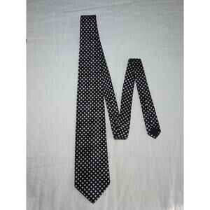 Brooks Basics by Brooks Brothers Black White Pure Silk Neck Tie Made In The USA